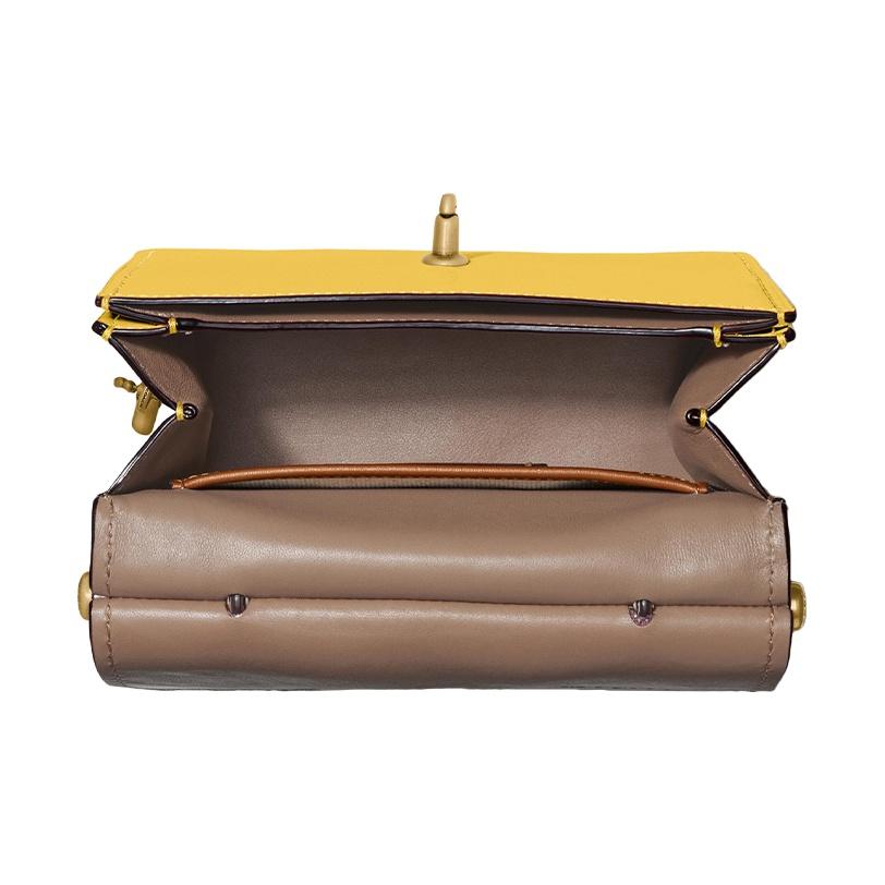 Coach Willis Candy Color Top Handle Leather Shoulder Crossbody Bag Small Women Handbags Yellow 89225-B4PUA