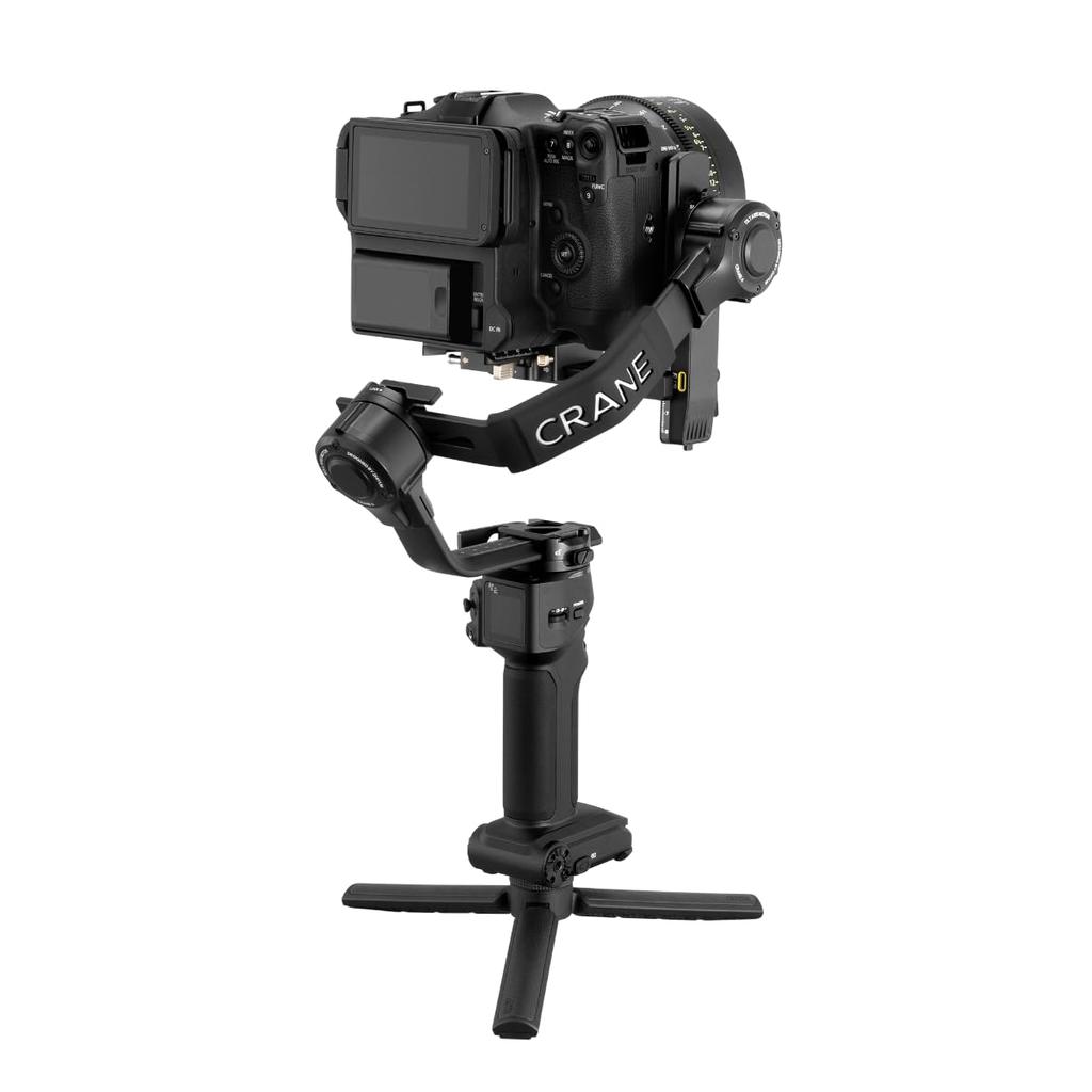 Japanese ZHIYUN CRANE 4 COMBO Camera Gimbal with Sling 10W Fill Powerful Touch Black [Official Warranty] Grip, Built-in Light, 3-Axis Motor, Display,