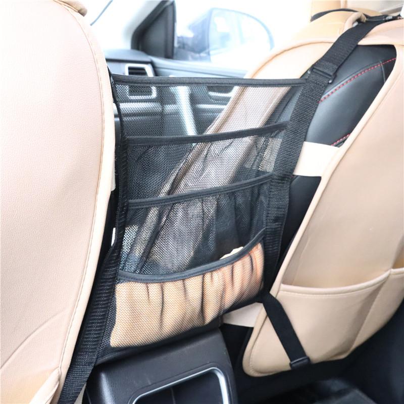 2024 New 1pcs Car front and rear seat isolation storage integrated net pet isolation car rear convenient storage bag with hooks