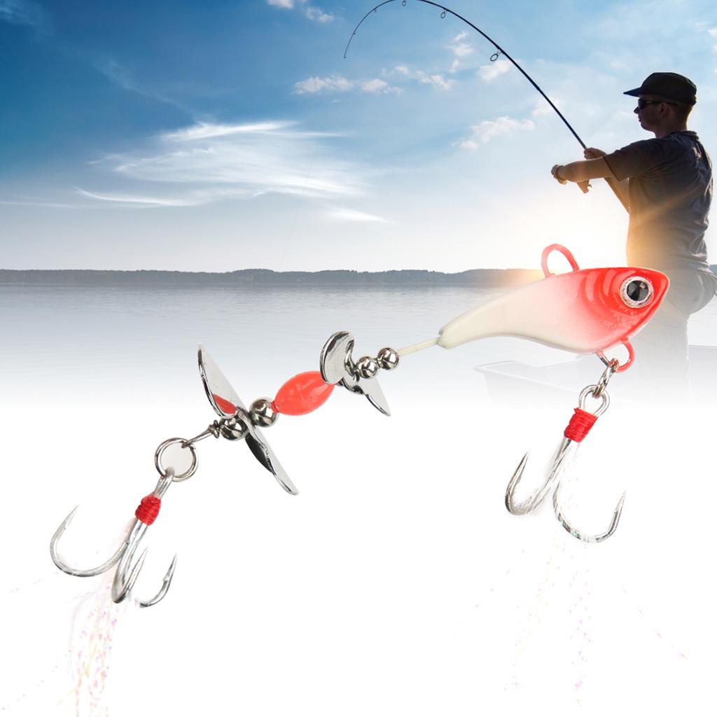 Sequin Luminous Simulation Artificial Fishing Lure Bait with Feather Rotation VIB Fish Shape