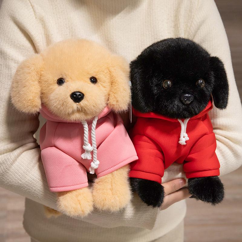 23-45cm Cartoon Tall Superior Quality Dressing Labrador Plush Doll Black Yellow Hoodie Dog Plush Toy Home Decoration Present Designed For Boys Girls