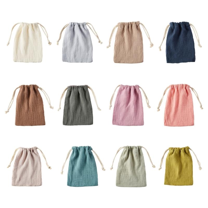 Soft and Breathable Drawstring Bag Double Layer Cotton Baby Diaper Storage Bag Perfect for Organizing Baby Drool Towel