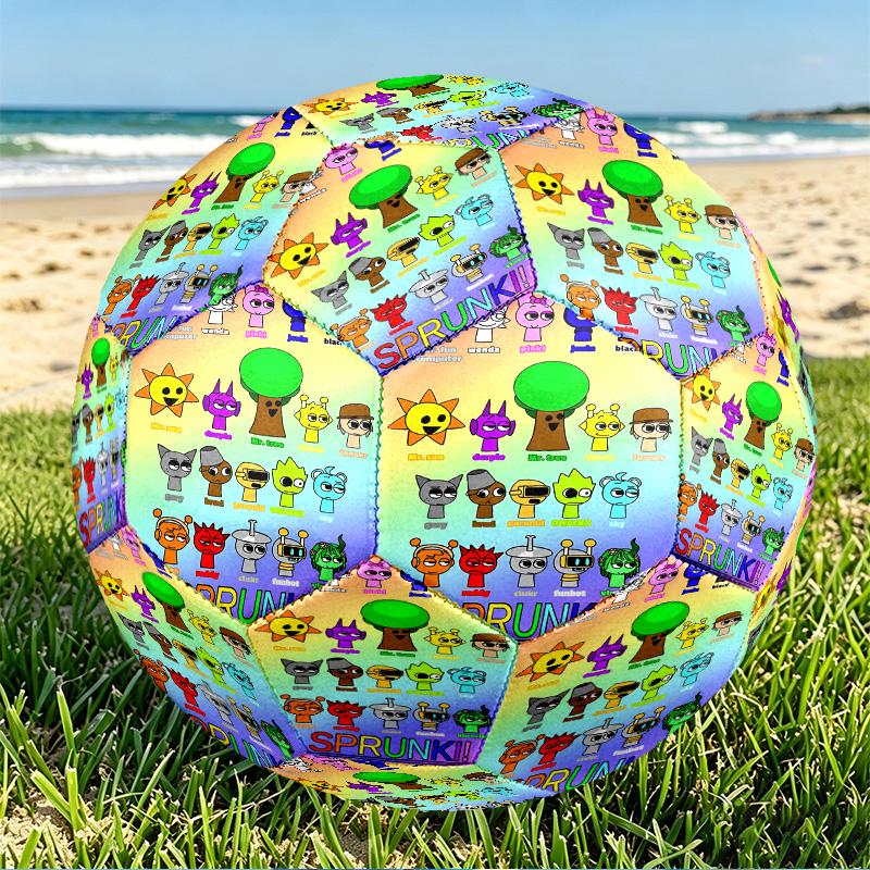 Sprunki Game Print Size 5 Soccer Ball, PU Wear Resistant Football for Match Training and Daily Practice, Birthday Gift for Soccer Fans