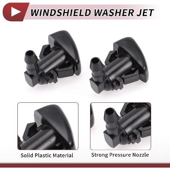 2pcs Windshield Washer Nozzle for Dodge Charger 2011-2018 for Chrysler 300 Front Windshield Spray Nozzles Wiper Spray Washer Jet No.5182327AA Black
