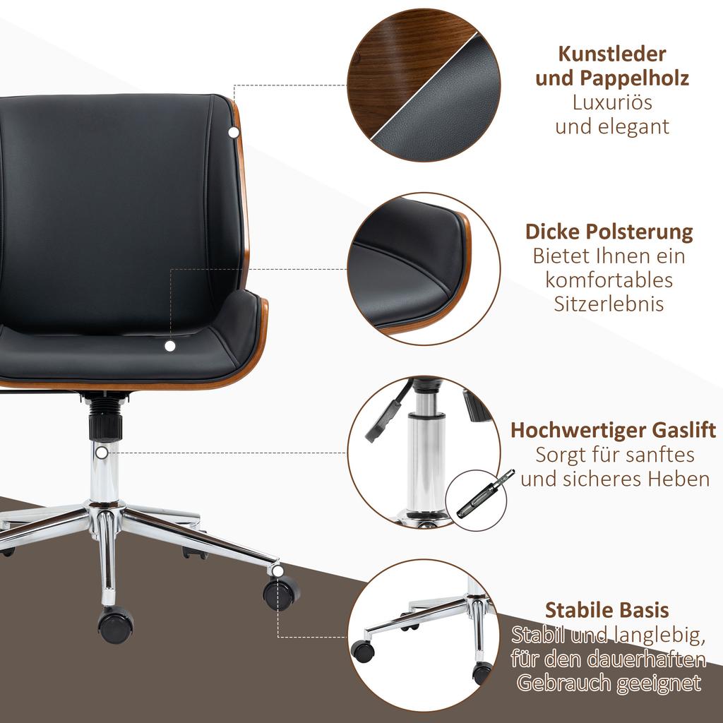 Desk Chair Computer Chair, Tilt Function, Height-Adjustable, Black + Silver