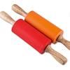 Mini Rolling Pin, Kids Rolling Pins Wooden Handle Non-stick Silicone Rolling Pins Pastry Brushes Dough Roller For Baking Pizza Cookie Pastry, (red, Gr