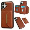 For iPhone 16 Plus Case Card Bag Kickstand TPU+PU Phone Cover