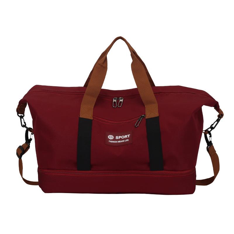 Dry and wet separation sports leisure fitness bag short business trip large capacity hand luggage bag can be set with tie rod belt shoe compartment