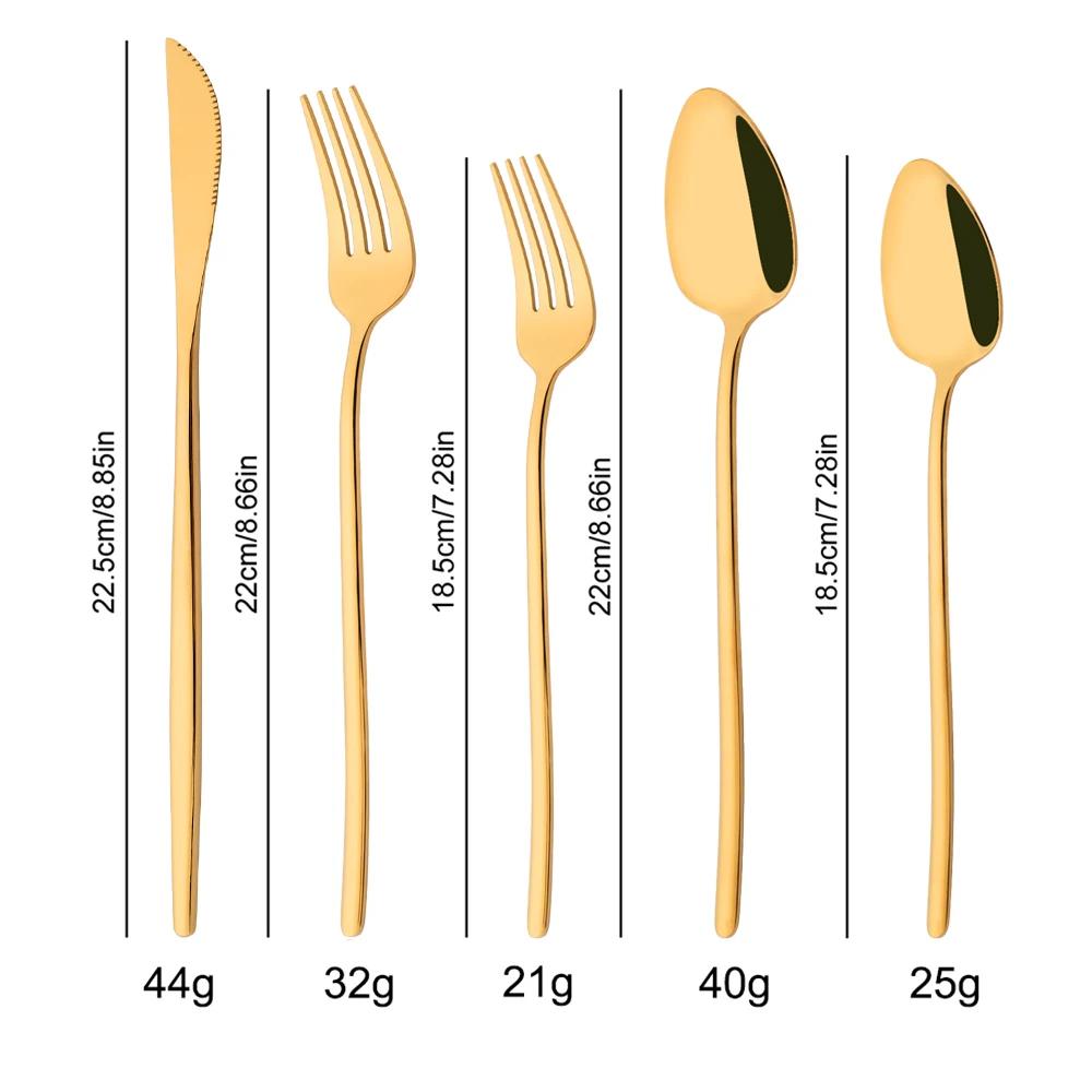 30Pcs/Set Stainless Steel Dinner Mirror Gold Dinnerware Set Knife Dessert Fork Spoon Cutlery Set Kitchen Flatware Silverware Set