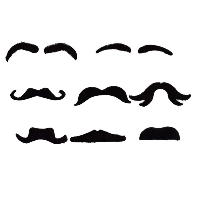 49Pcs Fake Mustaches selfs Adhesive Novelty Hairy Beard Costume Facials Hair for Christmas Party Supplies Decorations