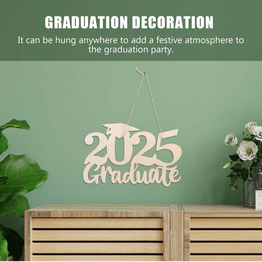 Wooden Graduation Ornament Hanging Sign DIY Blank Cutout for Personalization Grad 2025 Photo Booth Door Wall Decor Party