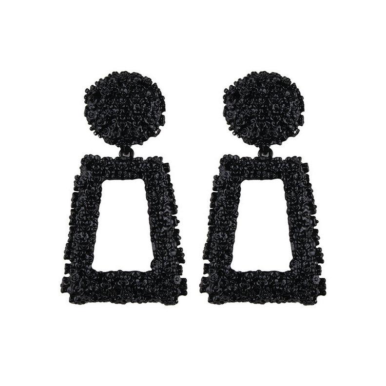 

Vintage Big Statement Trendy Stud Earrings For Women Hanging Geometric Retro Rock Punk Drop Dangle Earrings Fashion Zircon Gift чорний