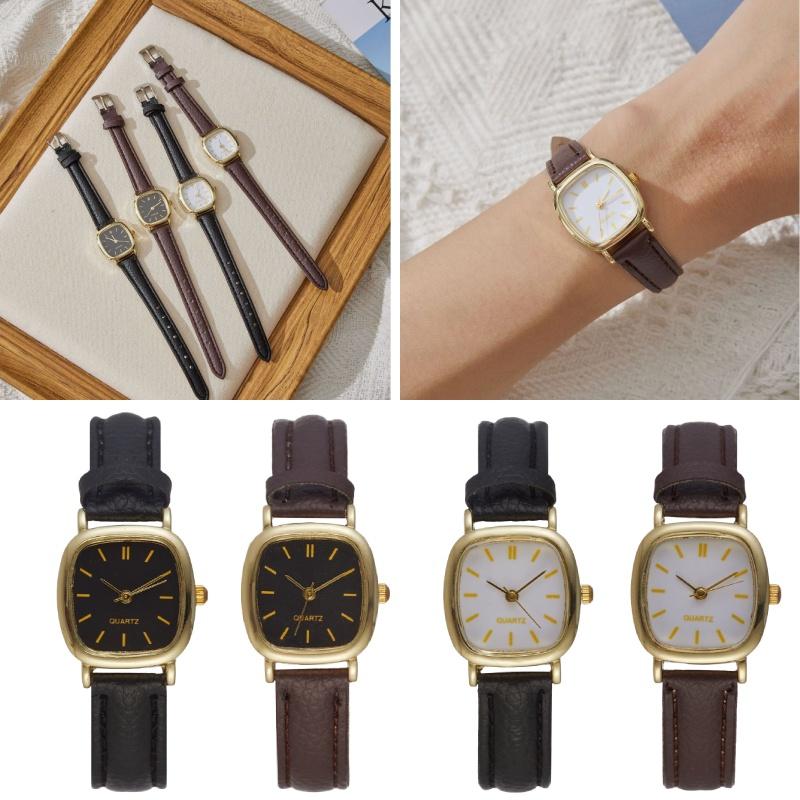 New Trendy Minimalistic Retro Harajuku Style Quartz Leather Strap Couple Watch In Stock