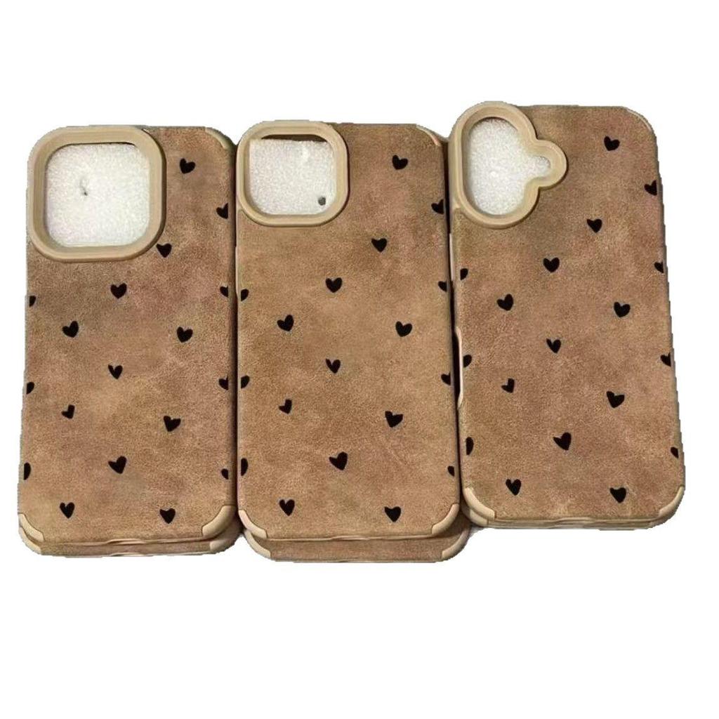 Heart Design iPhone Case for Models 12-16, Sheepskin Finish