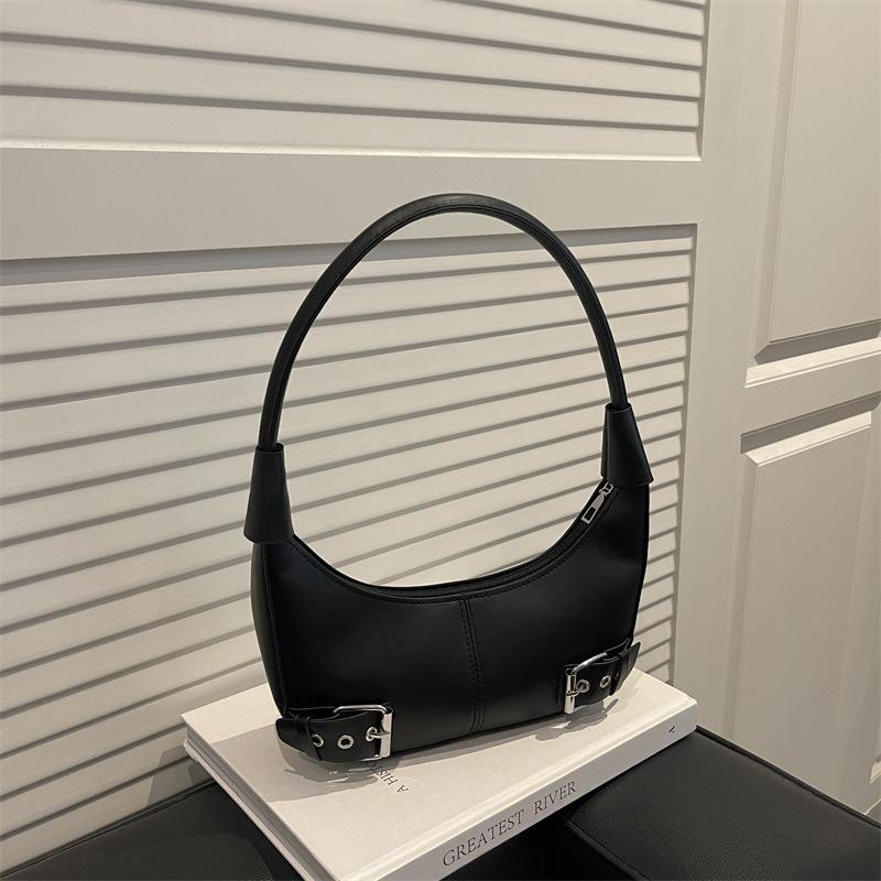 

Европейская и американская высококлассная новая французская нишевая дизайнерская сумка на плечо, сумочка, сумка под мышкой, милая и крутая ретро сумка-полумесяц чёрный