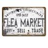 Tin Sign Antique Collectibles Flea Market Open Daily Metal Wall Art Vintage Rustic Decor Pub Bar Garage Shop   Decorative Plaque
