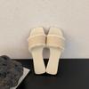 Nuove Scarpe Basse a Mezza Pantofola Intrecciate Retro con Tacco Basso Infradito a Spalla Singola