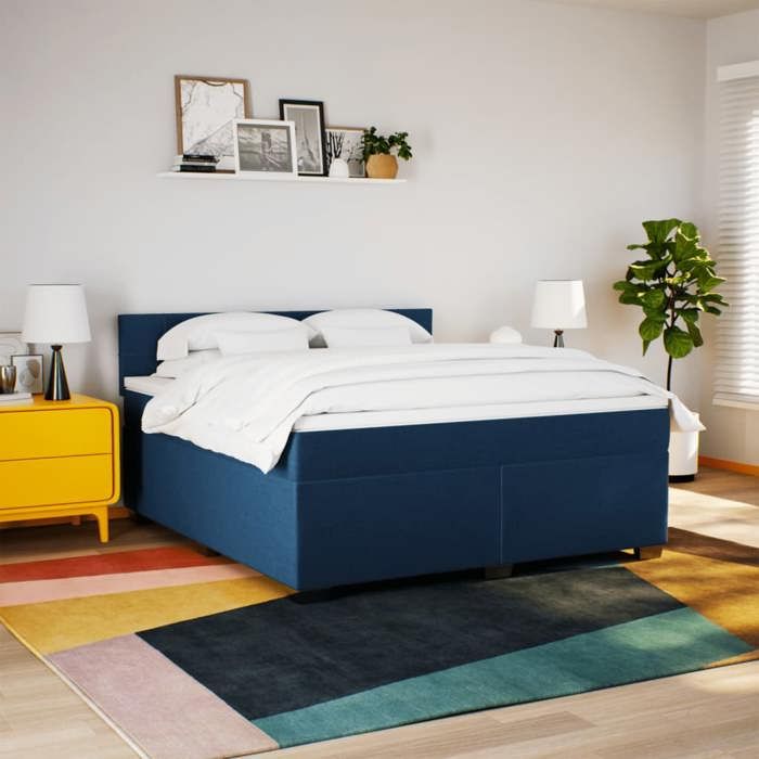 Maison Exclusive - Sommier à lattes de lit avec matelas Bleu 180x200 cm Tissu