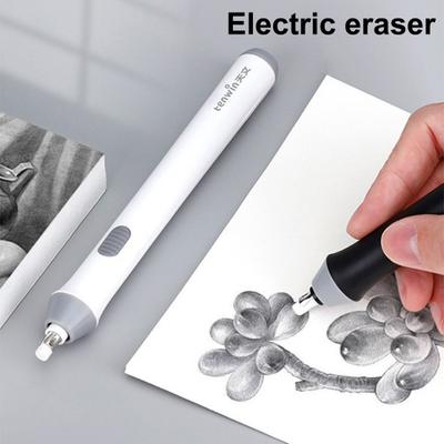 1 Set Electric Erasers Comfortable Grip Battery Powered Labor-saving Automatic Two Replacement Cores Electric Erasing Pen for School