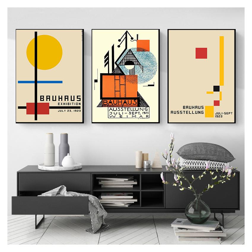 1923 Weimer Exhibition Abstract Artwork Modern Art Wall Art Canvas Painting Silk Poster Home G689 Art Decor Bauhaus Ausstellung