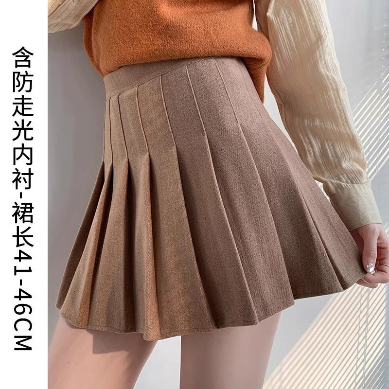 Women High Waist A-Line Pleated Mini Skirt Casual Slim Anti Chafe Liner Skirt For Spring Summer Autumn Daily Wear