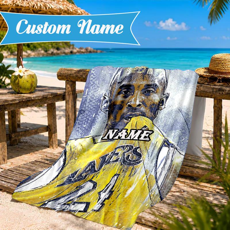 Asciugamano da Spiaggia Personalizzato con i Numeri della Legacy di Kobe Bryant, Asciugamano da Spiaggia in Microfibra, Leggero e Asciugatura Rapida, per Viaggi Estivi, Regalo per Piscina