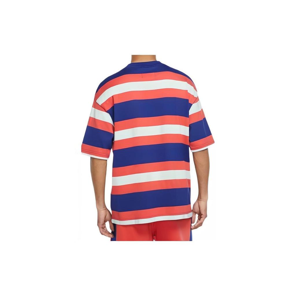 Jordan Striped Letter Print Patterned Crew Neck Short Sleeve T-Shirt Men Tops Pink Blue DV6668-455