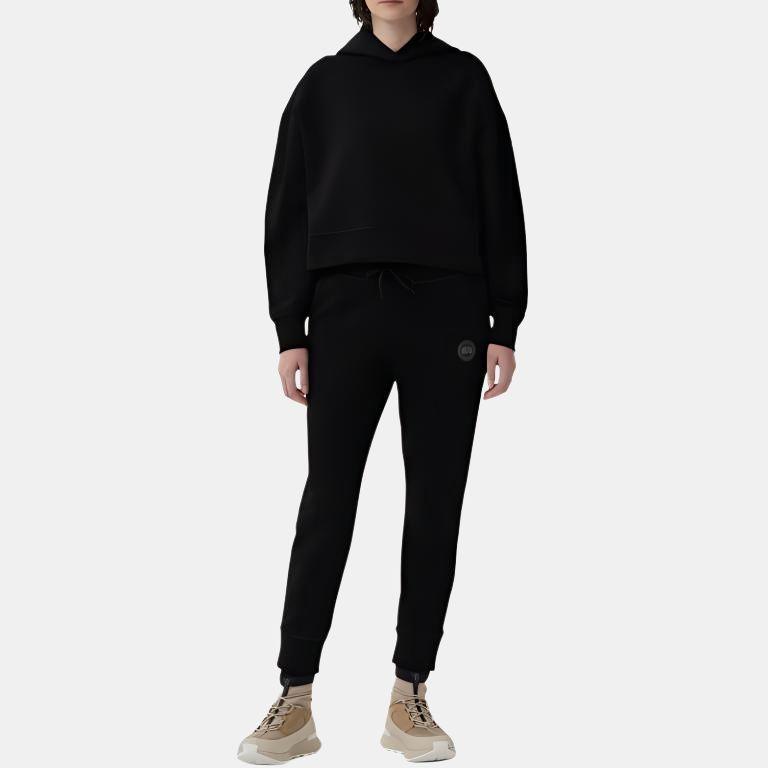 Canada Goose Muskoka Series FW22 Muskoka Logo Drawstring Tapered Fit Straight Leg Long Pants Knit Joggers Women Pants Black 7402L-B61