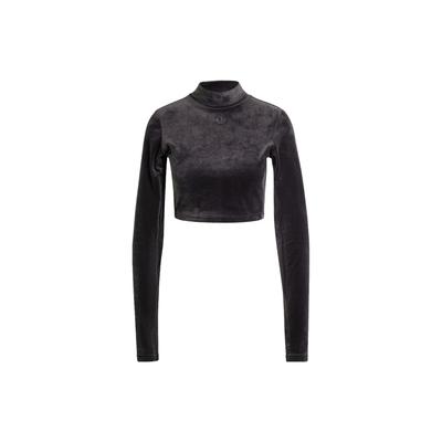Originals Samt Crop Top mit Logo Damen Tops Schwarz IT9660