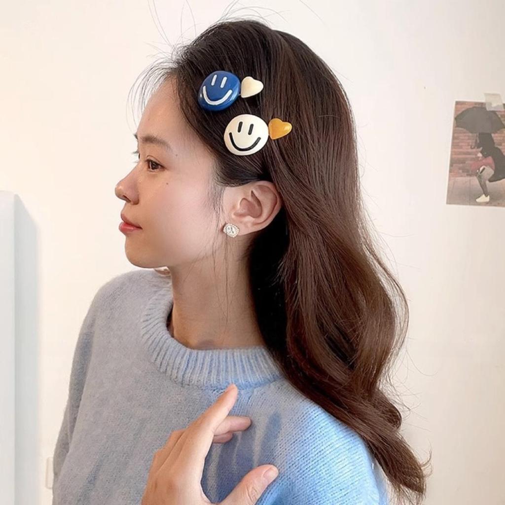 Candy Color Sweet Smiley Hairpin Side Clip Headdress Cute Contrasting Color Duck Bill Clip Ins Hairpin
