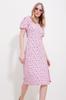 Women's Dress New Season Fashion Pink Square Collar Back Lace Slit Patterned Dress