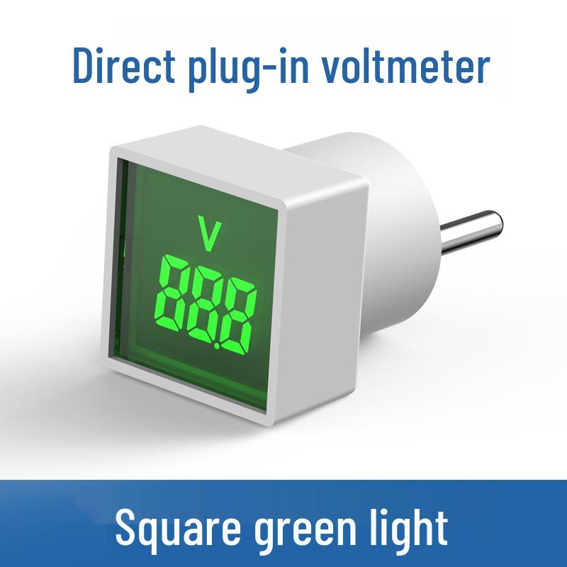 Square Voltage Meter Plug-in: European Standard AC220V Digital Display with Indicator Light