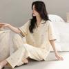 1011 New Lyocell cotton pajamas women's summer with chest pads, short sleeves and trousers, high-end loungewear set