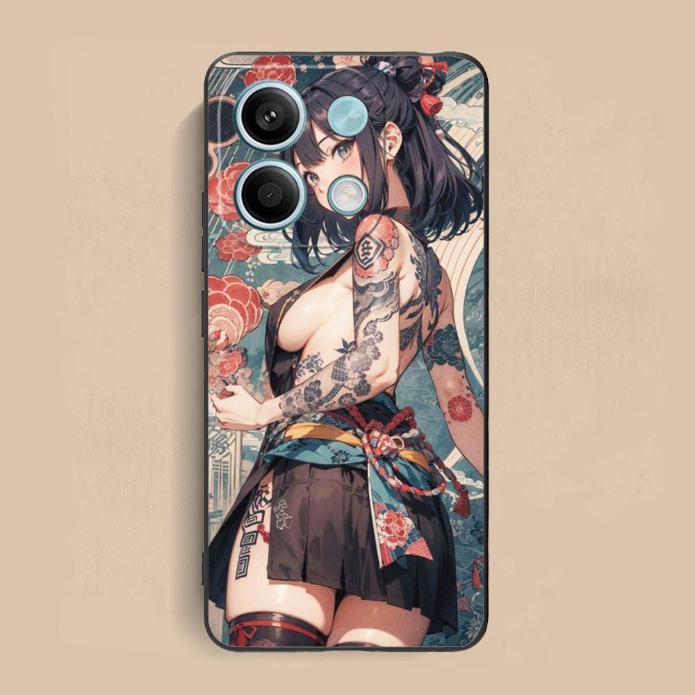 Fashion Tattoo Girl Mobile Phone Case for Xiaomi Redmi 15 14 13 12 A5 3 2 1 C Plus 4G 5G Colorful Printing Cover Pretty Cover