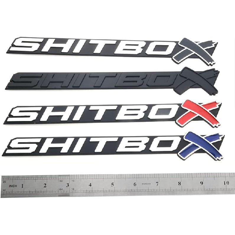 1Pcs SHITBOX Truck Exterior Emblems 3D Badge Sticker Decal Compatible with Universal Cars (Chrome Red)
