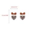 Cute Korean Hanging Love Grid Pearl Heart Earrings for Women Girls Fashion 2024 Bowknot Earrings Trend Party Jewelry