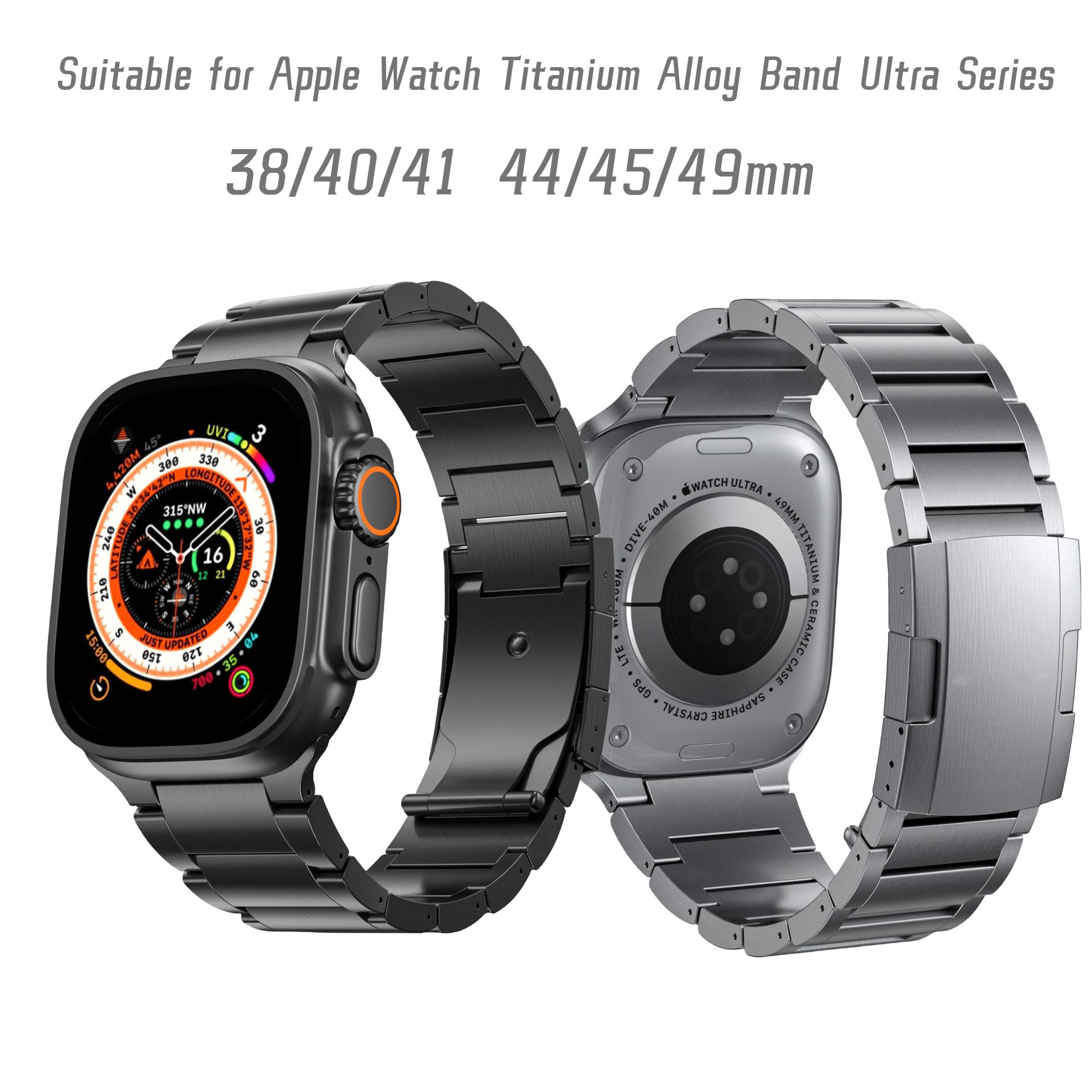

Runcool для Apple Watch 5 6 7 8 9 ремешок из титанового сплава Ultra 2 38/40/41 44/45/49 мм сменный ремешок