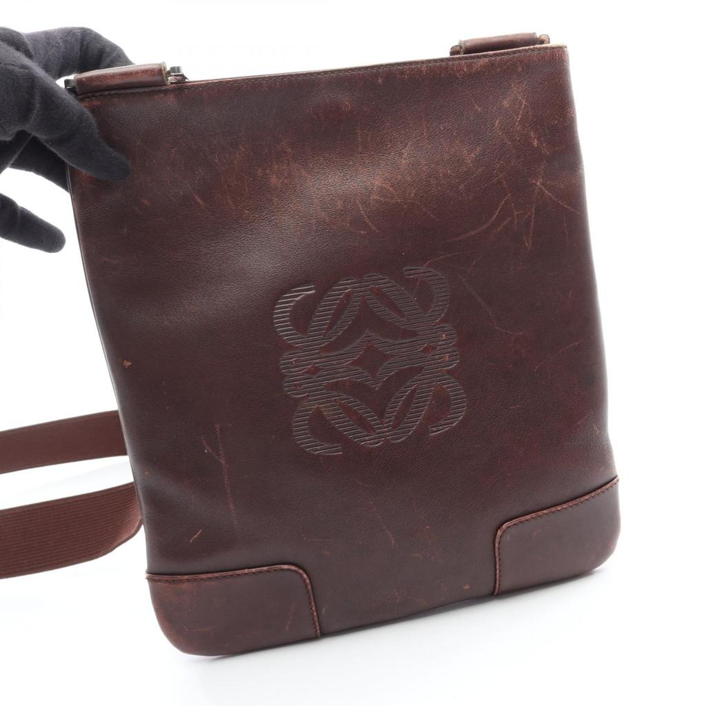 Used LOEWE anagram Shoulder Bag leather Brown Used Women