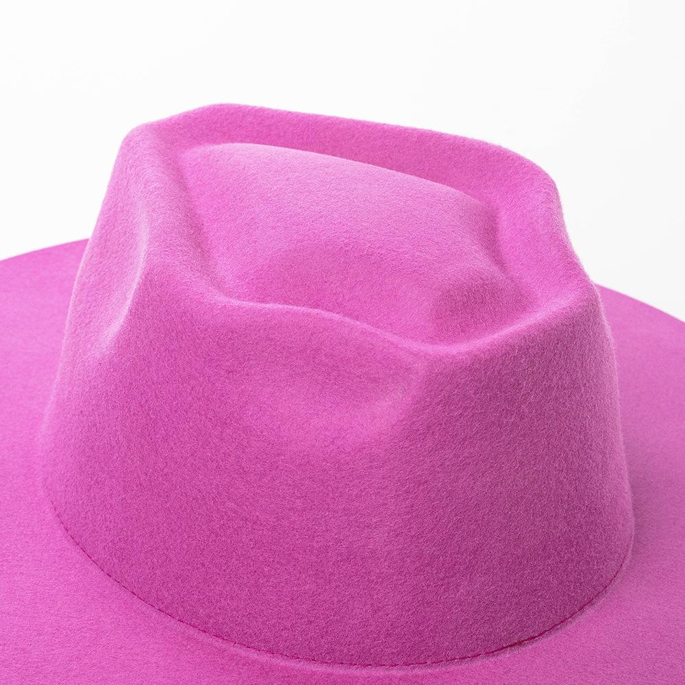 100% Wool Western Fedora Hat Women Men Autumn Winter Casual Felt Cowgirl Hat Outdoor Sunshade Warm Concave Shape Fedoras Top Hat
