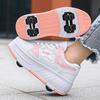 Zapatos de Patines para Niños Zapatos Planos Desmontables Cuatro Ruedas Zapatillas de Patines para Niñas Zapatos de Skate para Niños
