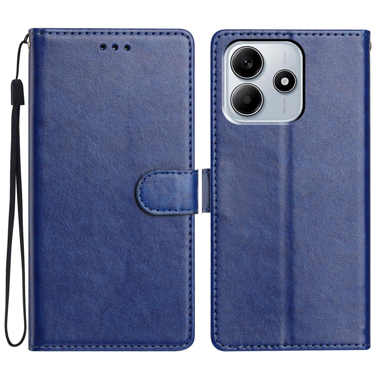 

For Xiaomi Redmi Note 14 5G Leather Case Wallet Stand Phone Cover with Handy Strap Blue
