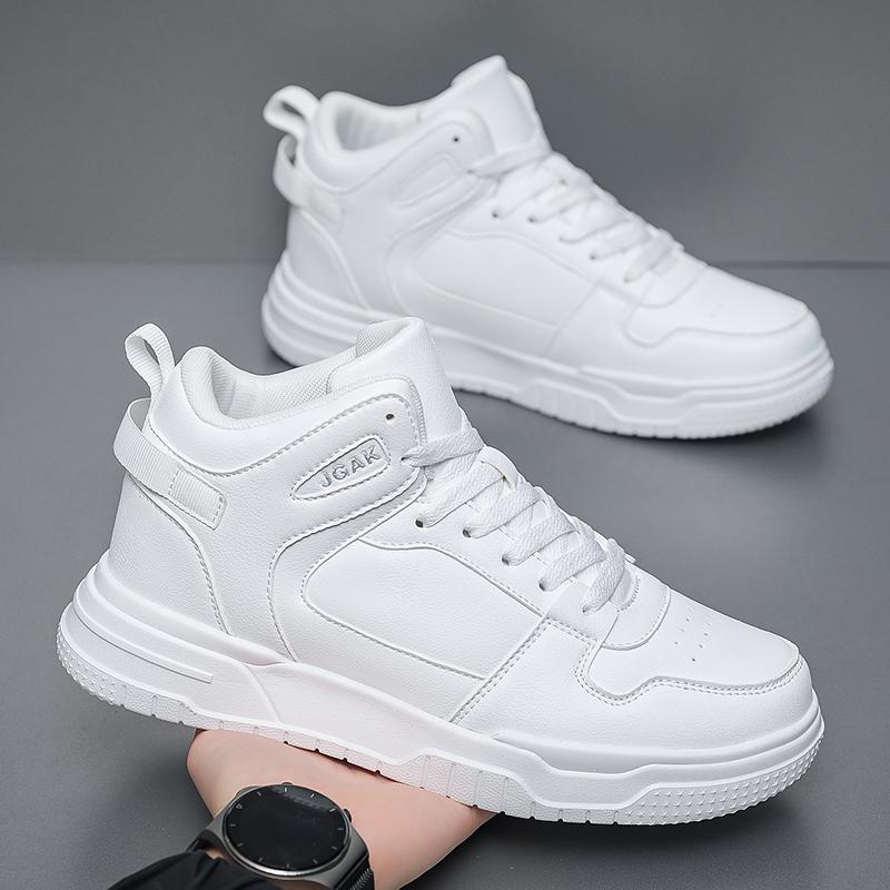 Taglie Forti 50 51 52 Sneakers in Pelle Uomo Scarpe Sportive Alte alla Caviglia Moda Scarpe da Skate Piatti Moda Elegante