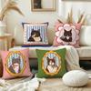 Cute Caroon Cat Portrait Photo Cushion Cover Pillow Cover Decoration Room Home Sofa Living Office Car Nordic Simplicity