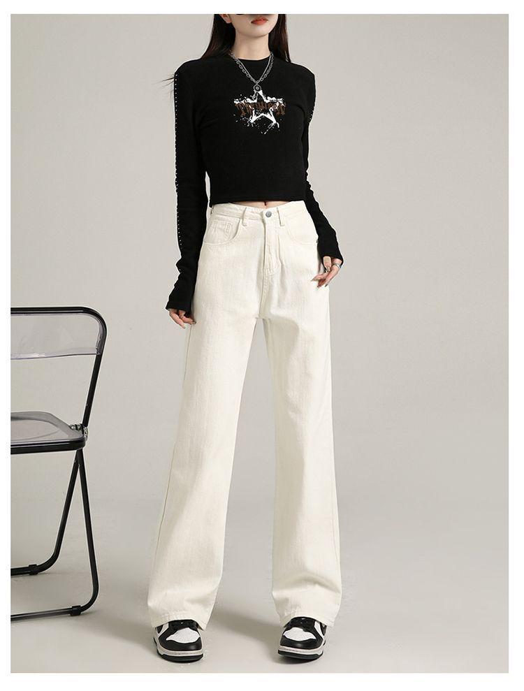 > Aprikot Samt Weite Hosen: Damen Herbst/Winter 2026 High-Waist Warme Gerade Hosen