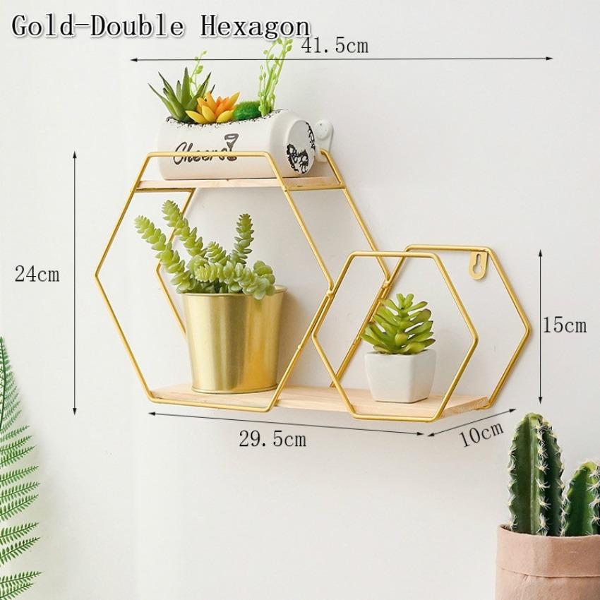 1 Pcs Metal Iron Storage Rack Multi Shape Storage Holders Black / Gold Nordic Wall Shelf DIY Home Decor Home Organizer