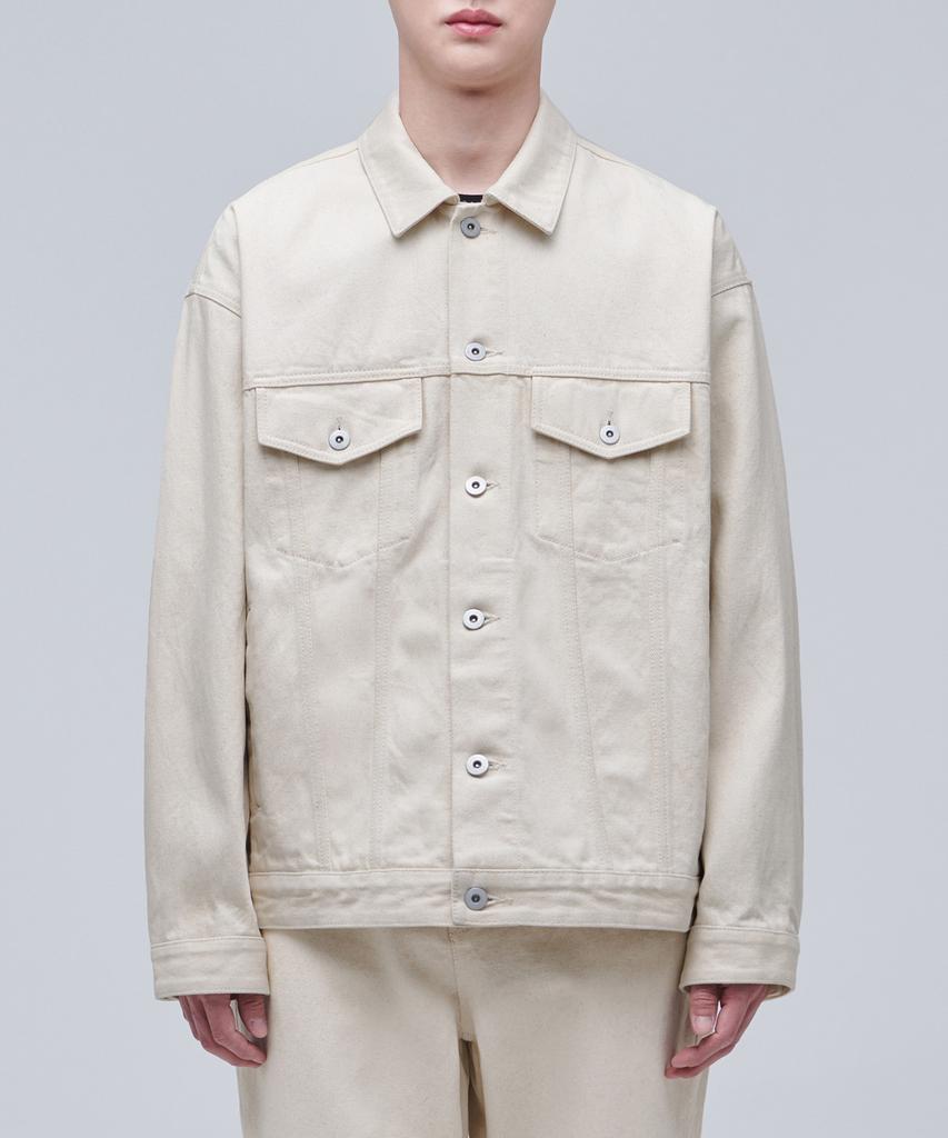 Musinsa Standard Undyed Semi-Over Denim Trucker Jacket [Raw Cotton]