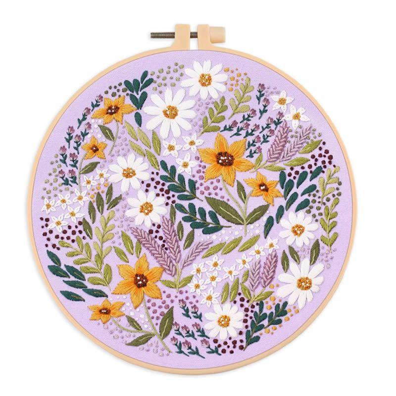 

AEE2-Embroidery Kit For Beginners And Embroidery Enthusiasts Includes Floral Landscape With Thread Needles
