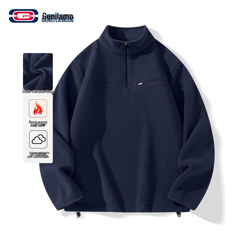 GENIOLAMODE Men's Fleece-Lined Stand Collar Winter Jacket
