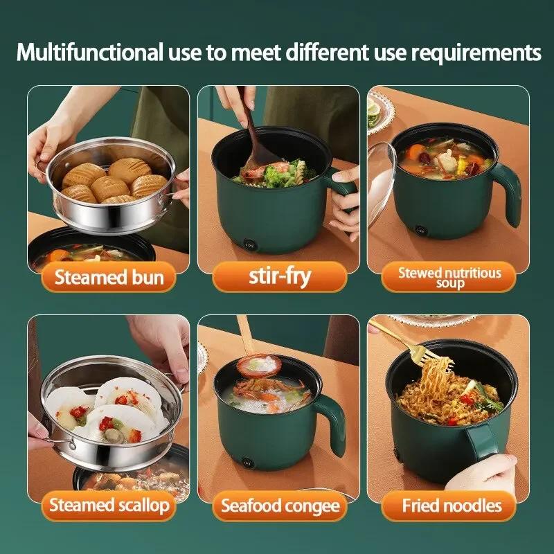 1.5L Mini Electric Rice Cooker Multifunctional Cooking Pot Non Stick Safe Stockpot Portable for Home Kitchen Use