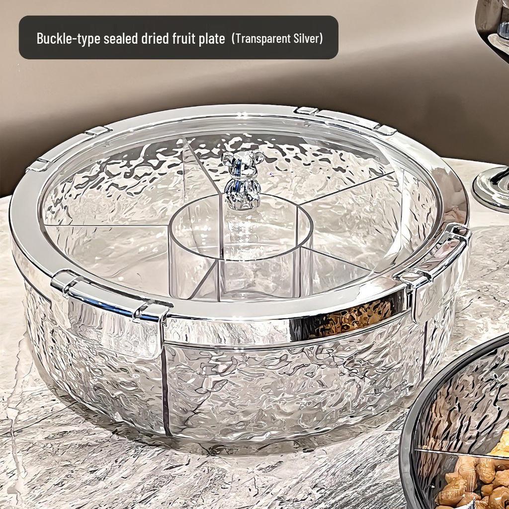Elegant Sealed Nut and Dried Fruit Snack Tray for Coffee Tables